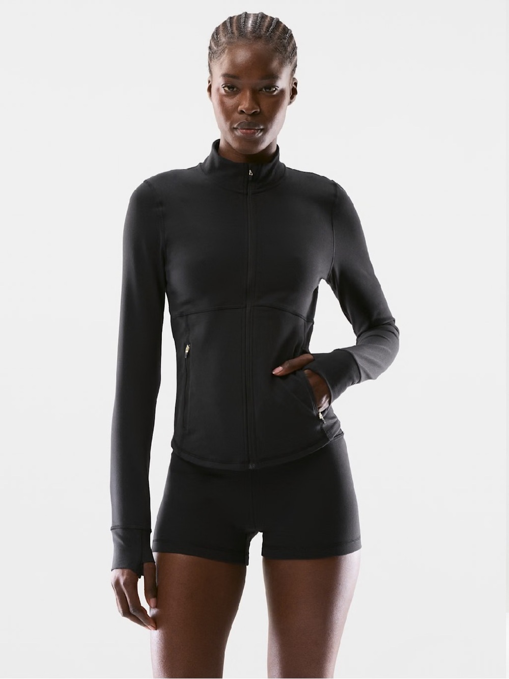 Aritzia Golden LIFE Relay Zip-Up Mockneck Athletic Black Lightweight Jacket